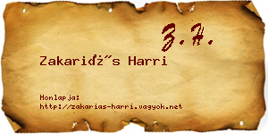 Zakariás Harri névjegykártya